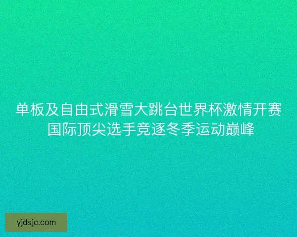 单板及自由式滑雪大跳台世界杯激情开赛 国际顶尖选手竞逐冬季运动巅峰