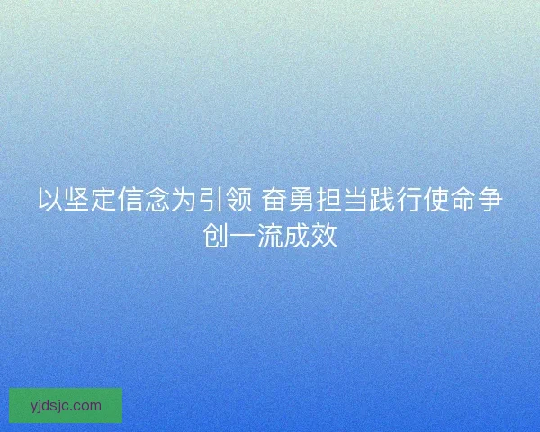 以坚定信念为引领 奋勇担当践行使命争创一流成效