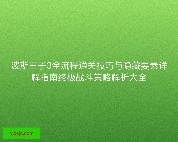 波斯王子3全流程通关技巧与隐藏要素详解指南终极战斗策略解析大全
