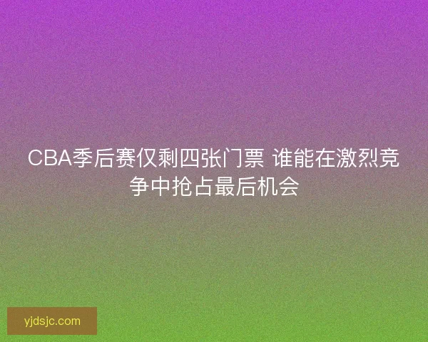 CBA季后赛仅剩四张门票 谁能在激烈竞争中抢占最后机会