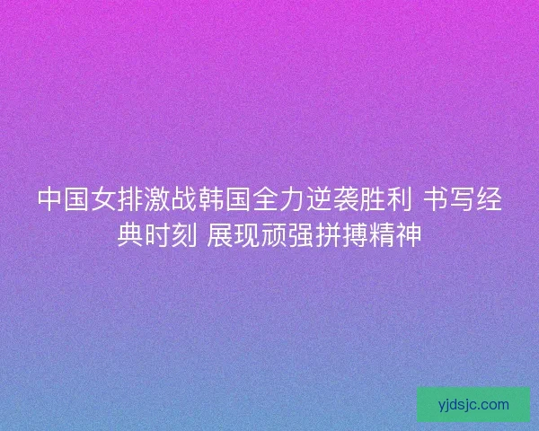 中国女排激战韩国全力逆袭胜利 书写经典时刻 展现顽强拼搏精神